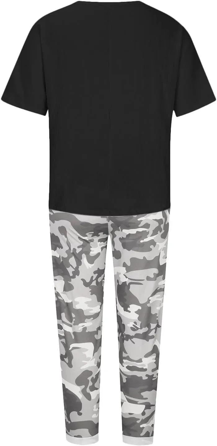 Womens Plus Size 2 Piece Travel Outfits 2024 Loose Cotton Linen Lounge Sets Summer Casual Jogger Sets Pants Suit