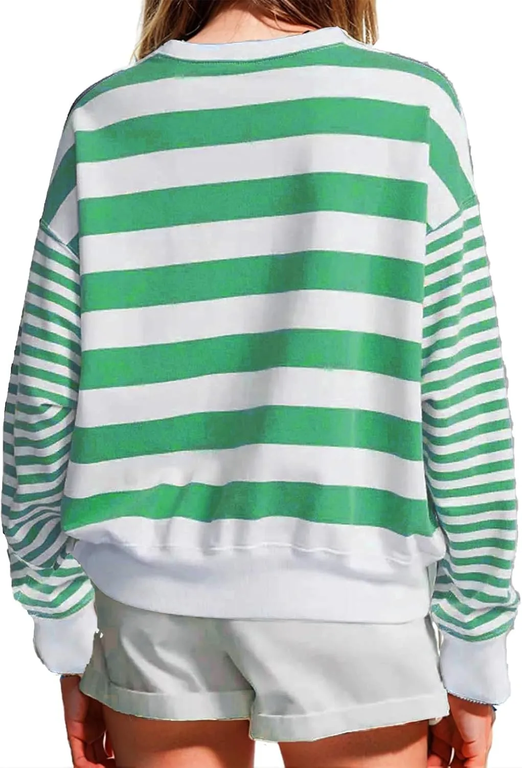 Women's Regular Fit Sweatshirts Loose Comfy Striped Print Long Sleeve Pullover Hoodie Autumnn Outdoor Crewneck Tunics