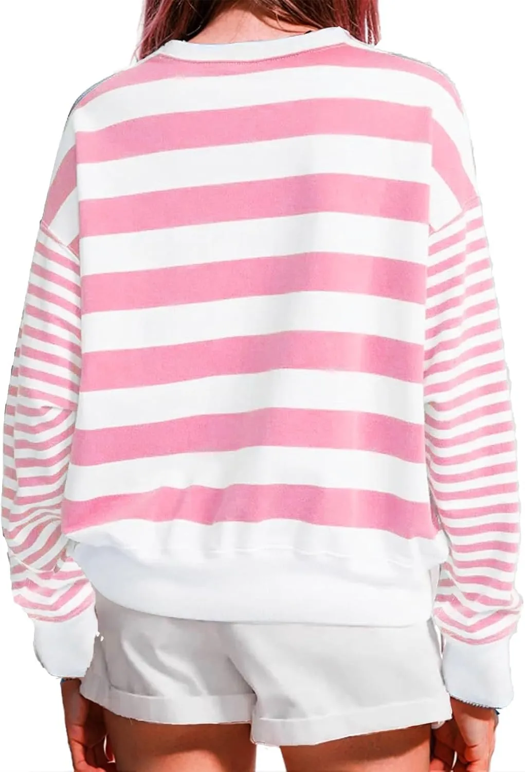 Women's Regular Fit Sweatshirts Loose Comfy Striped Print Long Sleeve Pullover Hoodie Autumnn Outdoor Crewneck Tunics