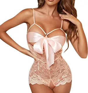Women's Sexy Lingerie Babydoll Lace Chemise Nighty Satin Cutout Full Slips Padded Nightwear