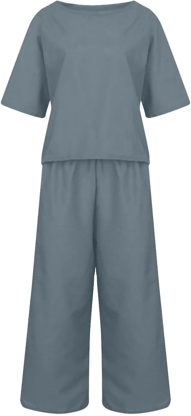 Women's Summer Linen Sets Casual Lounge Matching Set 2025 Fashion Loose Solid Loungewear Tracksuits 2 Piece Outfits