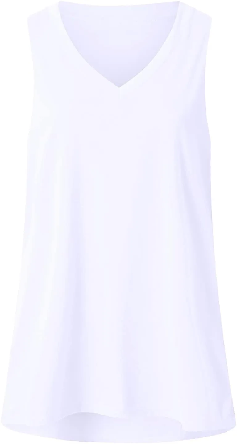 Womens Summer Tank Tops V Neck Sleeveless T Shirts Loose Fit Flowy Tshirt Plus Size Solid Casual Basic Tee Blouses