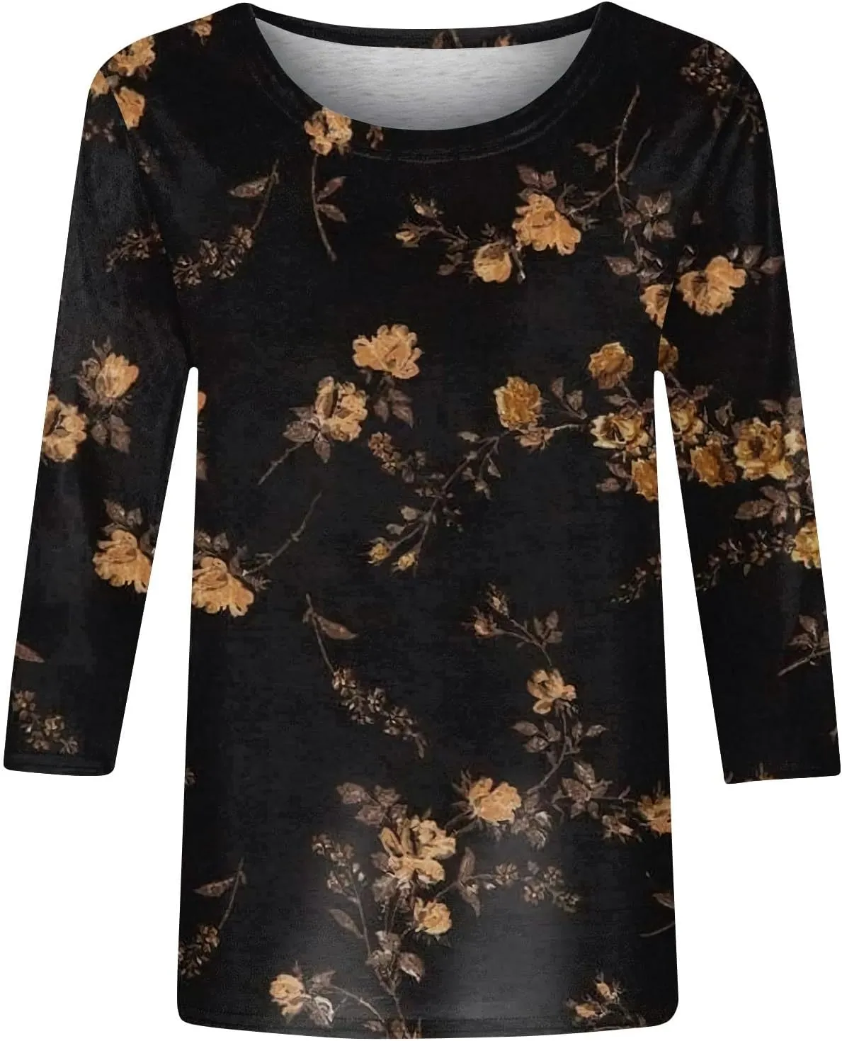 Womens Summer Tops 2024 Trendy 3/4 Sleeve Oversized Tshirts Blouses Tunics, Small-5X-Large