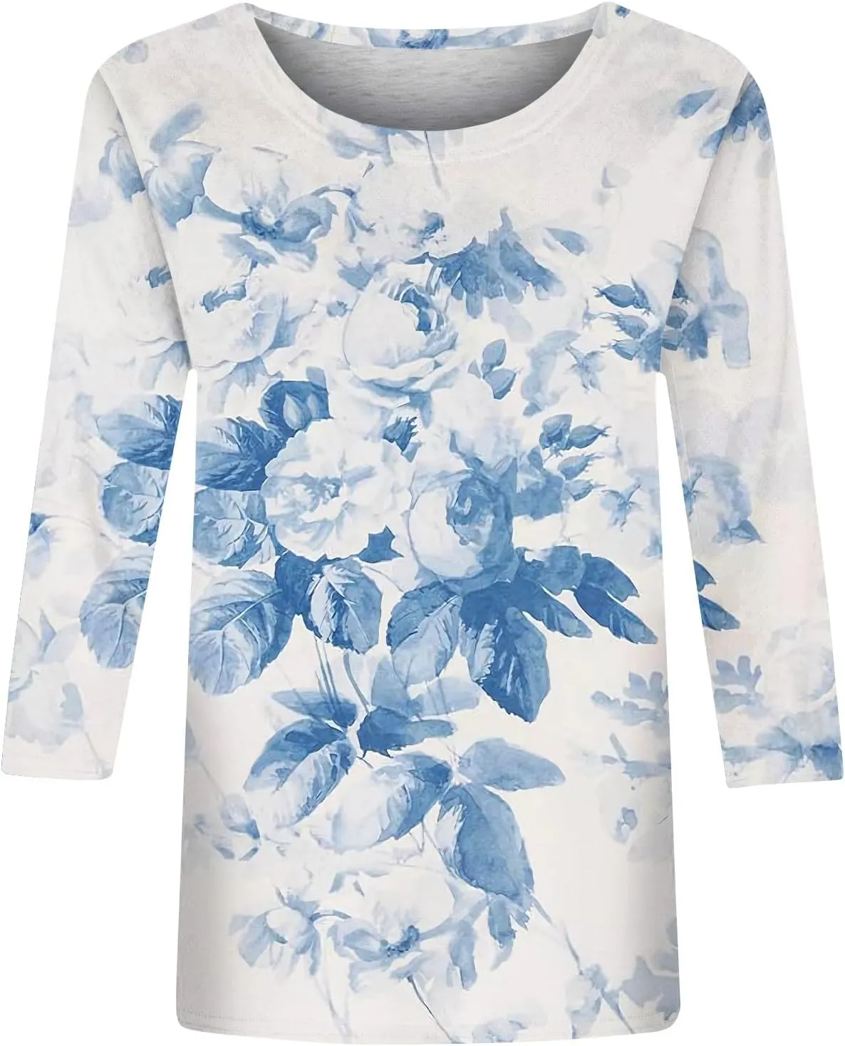 Womens Summer Tops 2024 Trendy 3/4 Sleeve Oversized Tshirts Blouses Tunics, Small-5X-Large