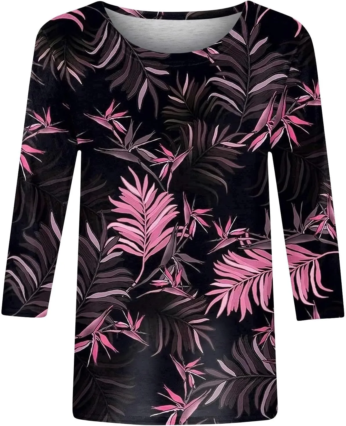 Womens Summer Tops 2024 Trendy 3/4 Sleeve Oversized Tshirts Blouses Tunics, Small-5X-Large
