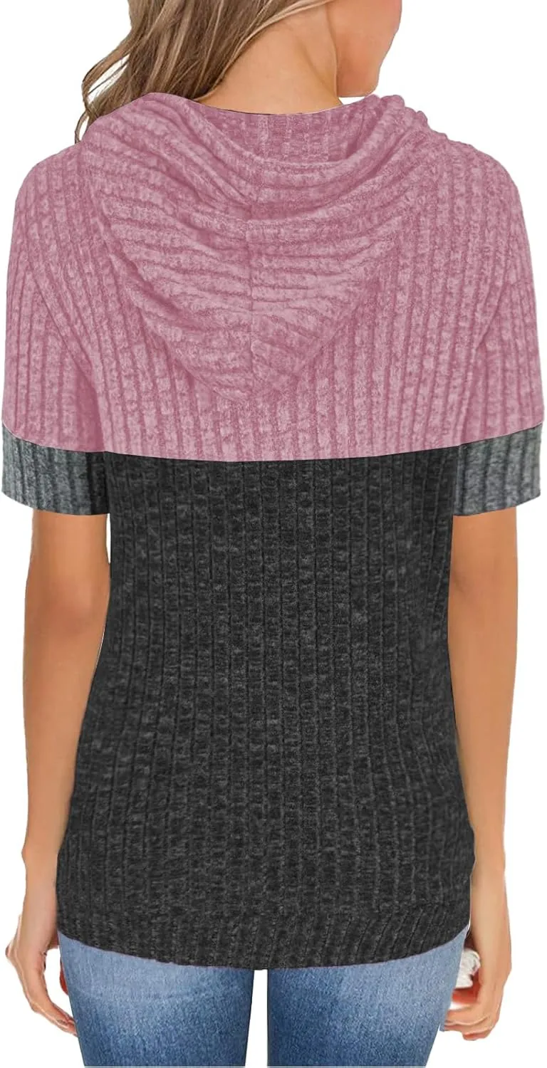 Womens Summer Tops Short Sleeve Hoodies for Women Spring Sweatshirts Casual T Shirts Fashion Tunics