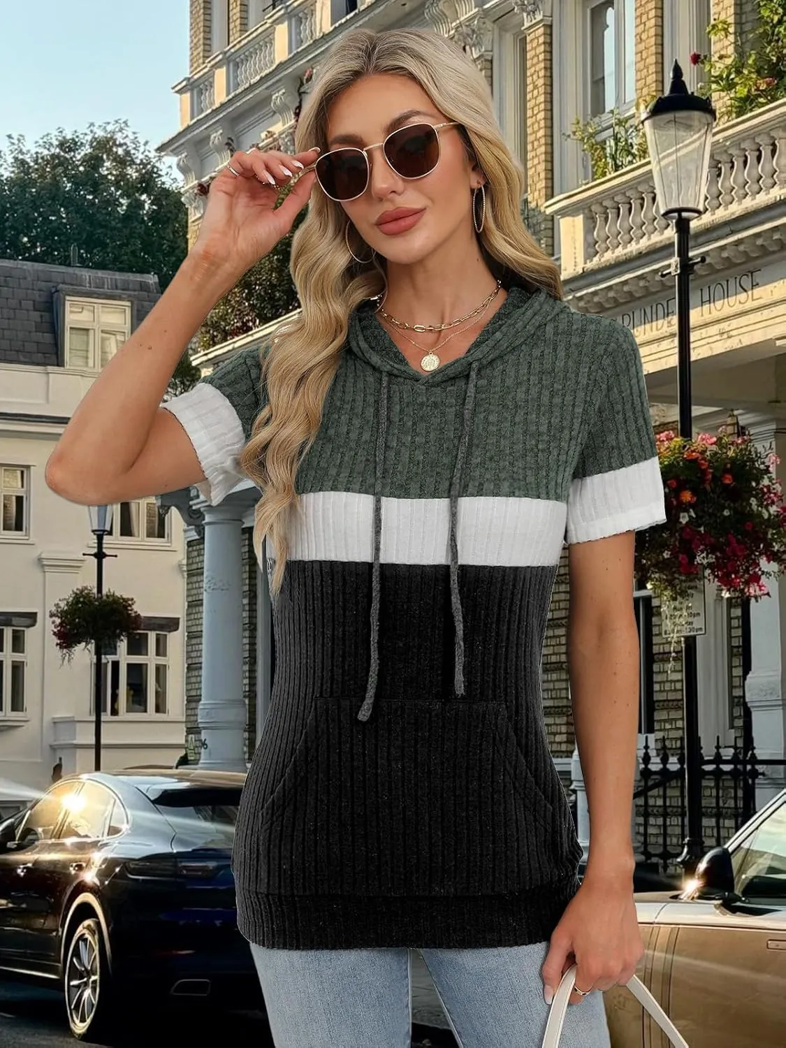 Womens Summer Tops Short Sleeve Hoodies for Women Spring Sweatshirts Casual T Shirts Fashion Tunics