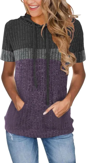 Womens Summer Tops Short Sleeve Hoodies for Women Spring Sweatshirts Casual T Shirts Fashion Tunics