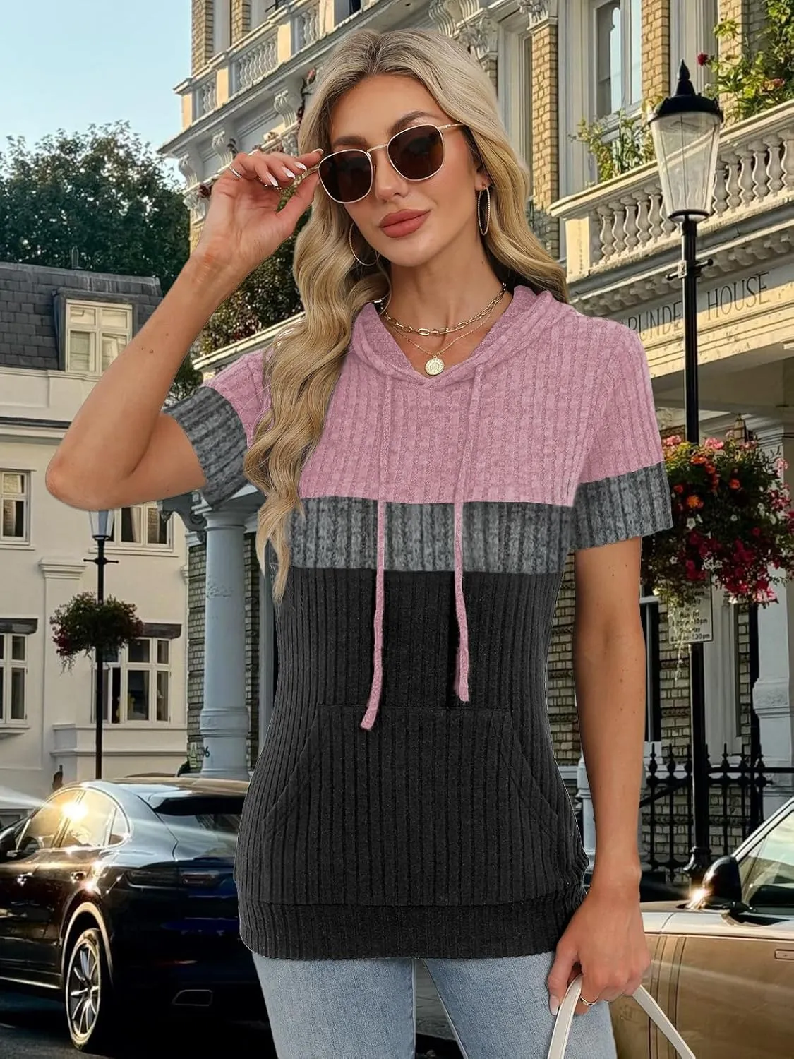 Womens Summer Tops Short Sleeve Hoodies for Women Spring Sweatshirts Casual T Shirts Fashion Tunics