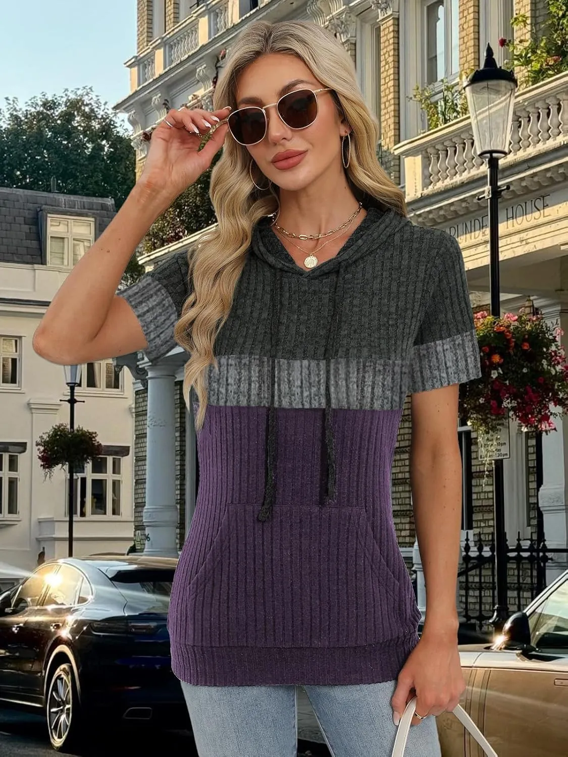 Womens Summer Tops Short Sleeve Hoodies for Women Spring Sweatshirts Casual T Shirts Fashion Tunics
