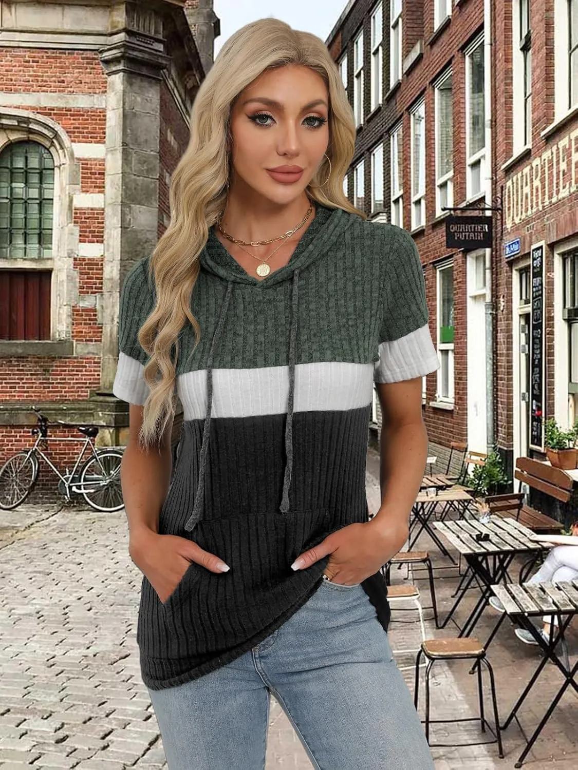 Womens Summer Tops Short Sleeve Hoodies for Women Spring Sweatshirts Casual T Shirts Fashion Tunics