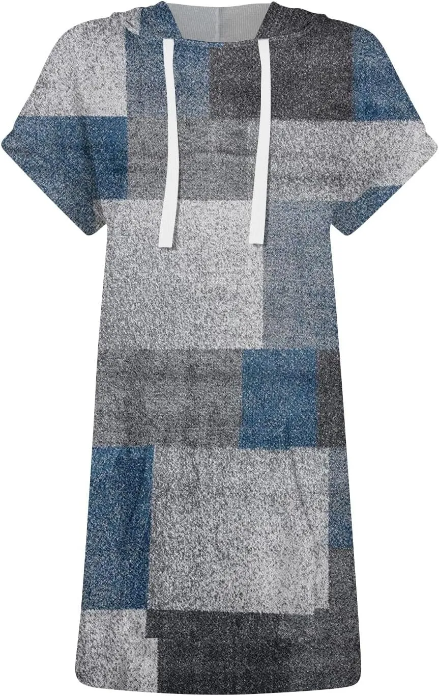 Womens Summer Waffle Short Sleeve Long Shrits With Pockets Oversized Hoodies Tunics Or Tops To Wear With Leggings