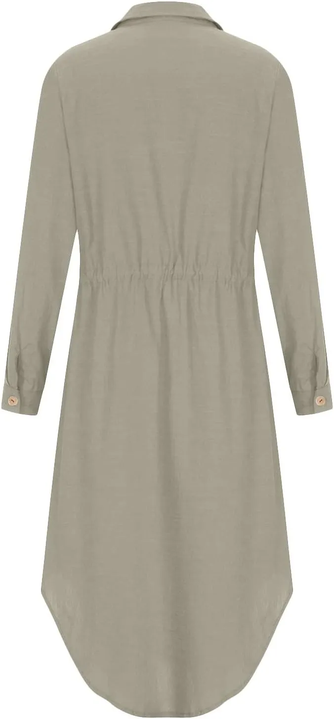 Womens Sun Dresses Sleeve Dresses Sun Dresses for Women Turtle Neck Linen Floral Midi Boho Shirt Sun Dresses
