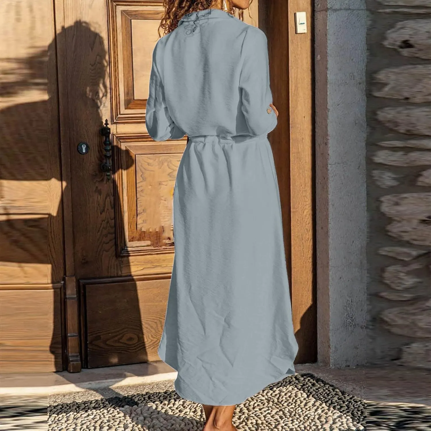 Womens Sun Dresses Sleeve Dresses Sun Dresses for Women Turtle Neck Linen Floral Midi Boho Shirt Sun Dresses
