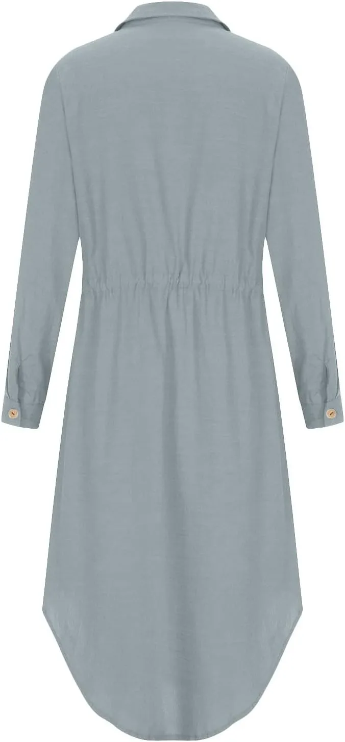 Womens Sun Dresses Sleeve Dresses Sun Dresses for Women Turtle Neck Linen Floral Midi Boho Shirt Sun Dresses