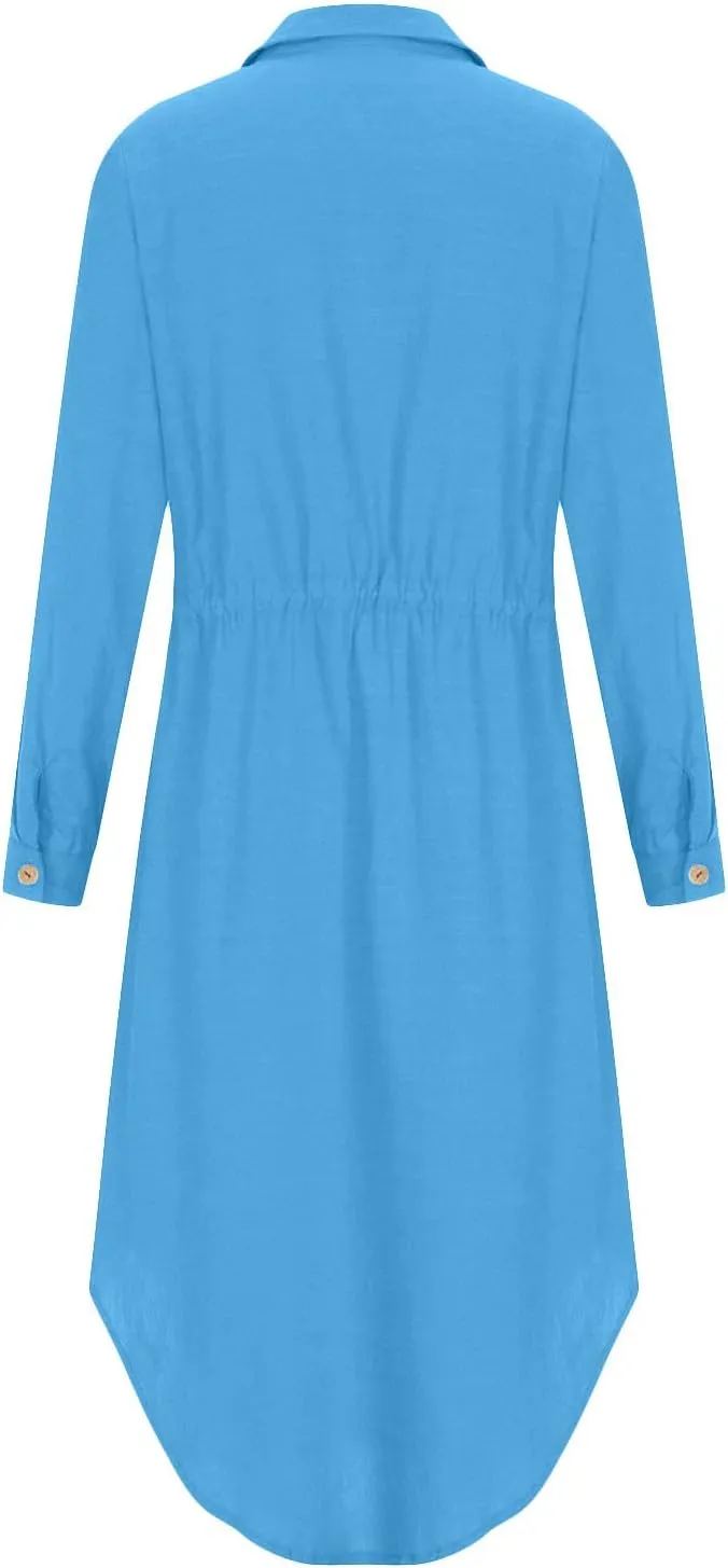 Womens Sun Dresses Sleeve Dresses Sun Dresses for Women Turtle Neck Linen Floral Midi Boho Shirt Sun Dresses
