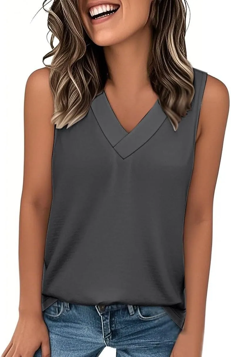 Womens Tank Tops 2025 Sleeveless Summer Vacation Beach Tee Shirt Loose Fit Solid Color Spring Outfits Clothes
