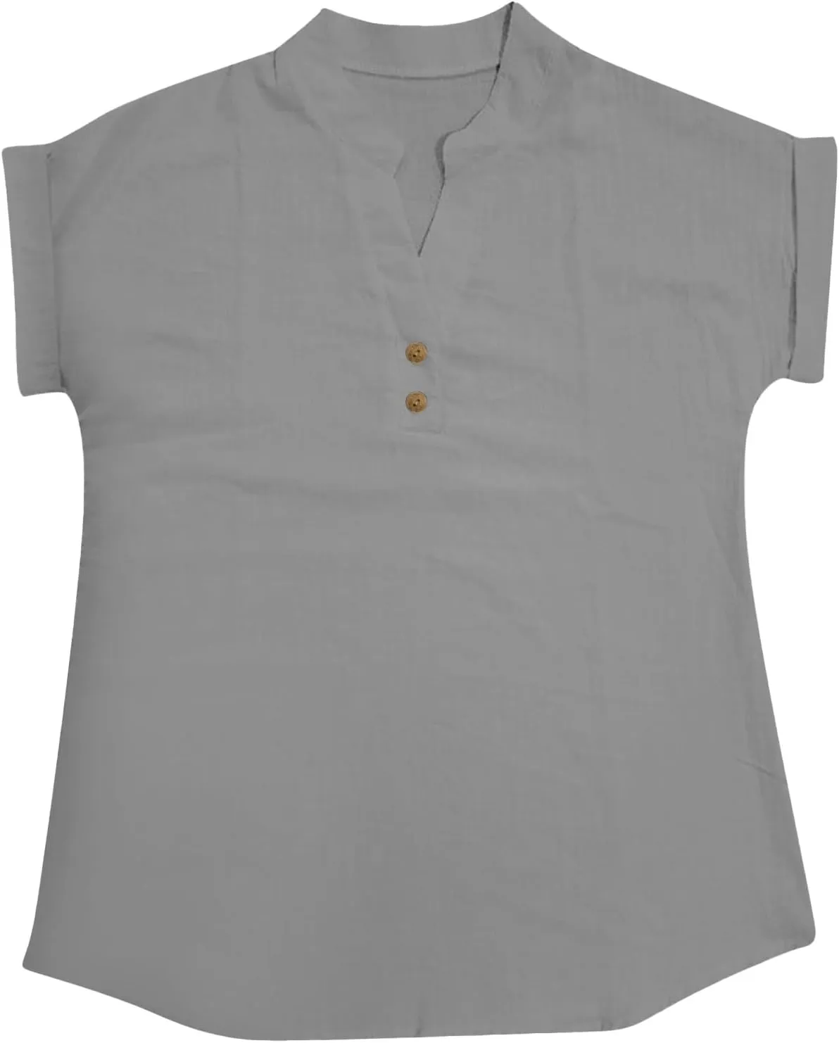Womens Tops Dressy Casual Short Sleeve Button V Neck Henley T Shirts Solid Color Cotton Linen Summer Blouse Tees