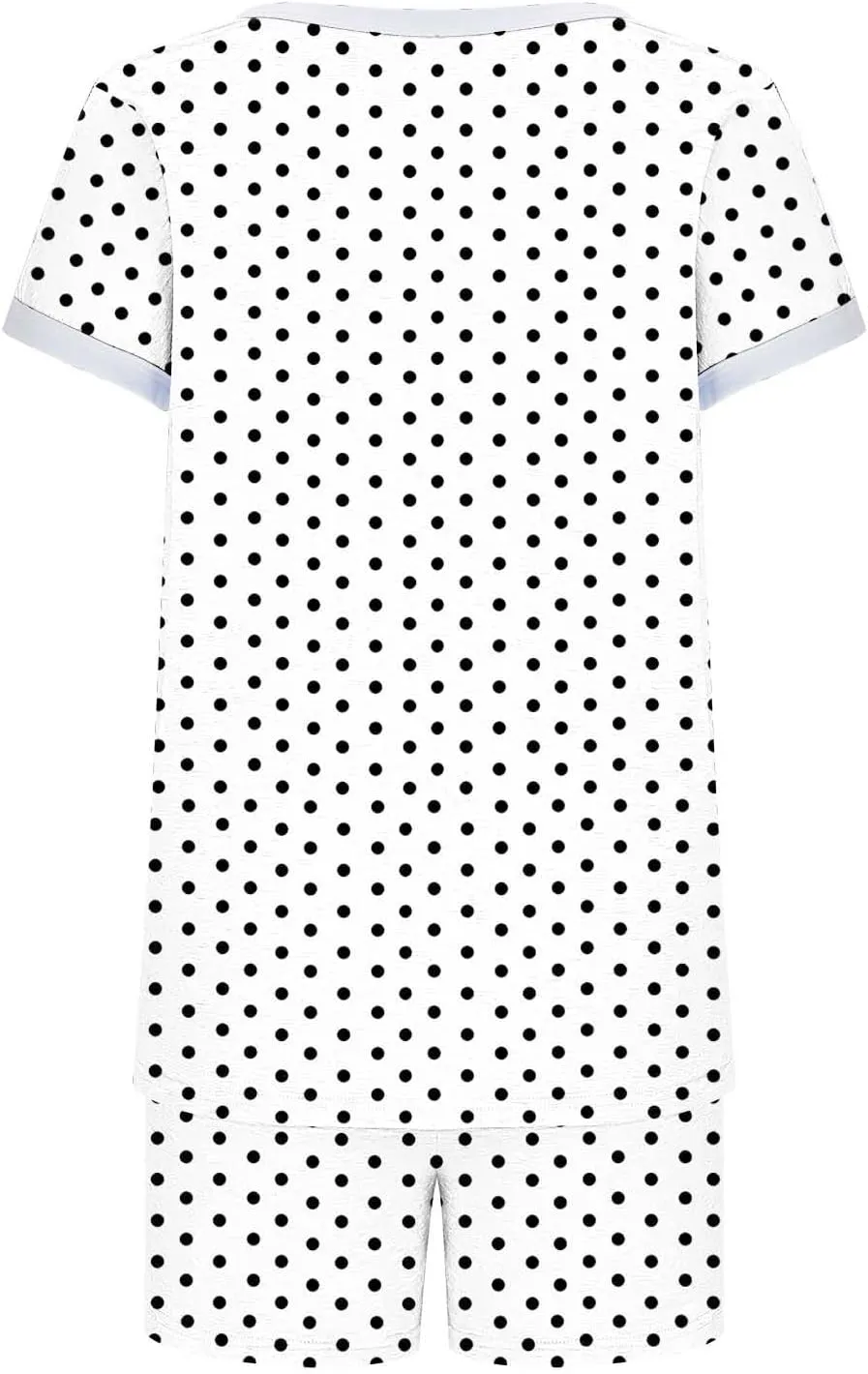 Women's Two Piece Polka Dot Lounge Set Summer Trendy Tee Shirts Drawstring Waist Shorts Matching Vintage Casual Outfit