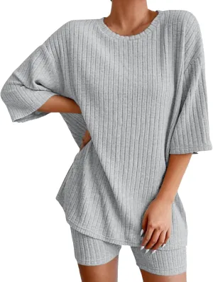 Women's Two Piece Summer Outfits Sweater Set 2025 Travel Resort Wear Sleeveless Casual Knit Lounge Sets
