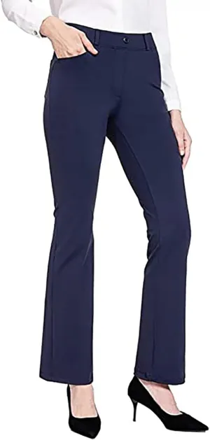 Women's Yoga Dress Pants Stretchy Work Slacks Office Business Casual Straight Leg Bootcut Trousers with Pockets