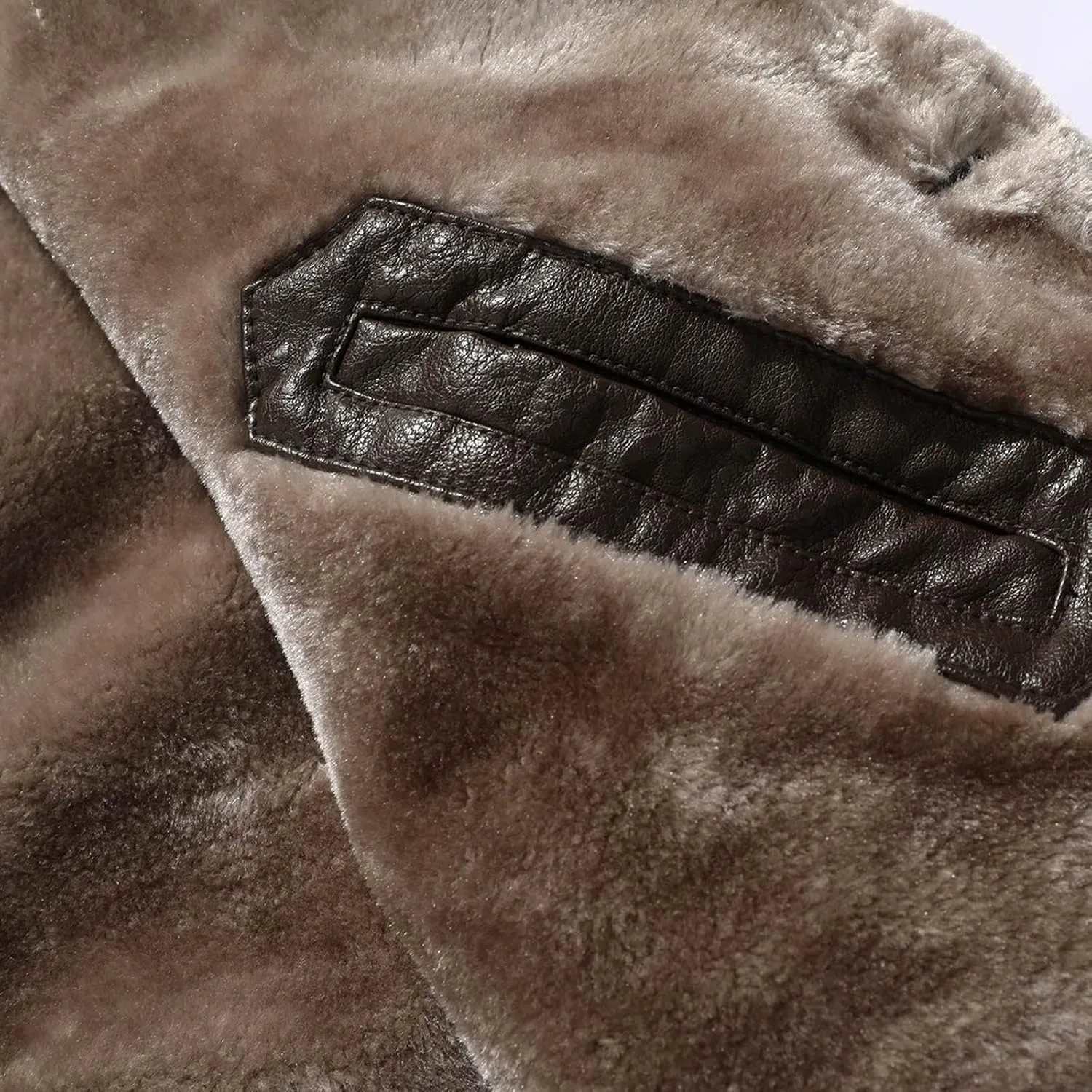 yardsong Men's Winter Coats Faux Fur Lined Faux Leather Casual Trench Coats Button Down Notched Lapel Collar Jackets