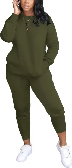 YeGine Womens 2 Piece Outfits Sweatsuits Casual Long Sleeve Jogger Tracksuits Lounge Sets With Pockets