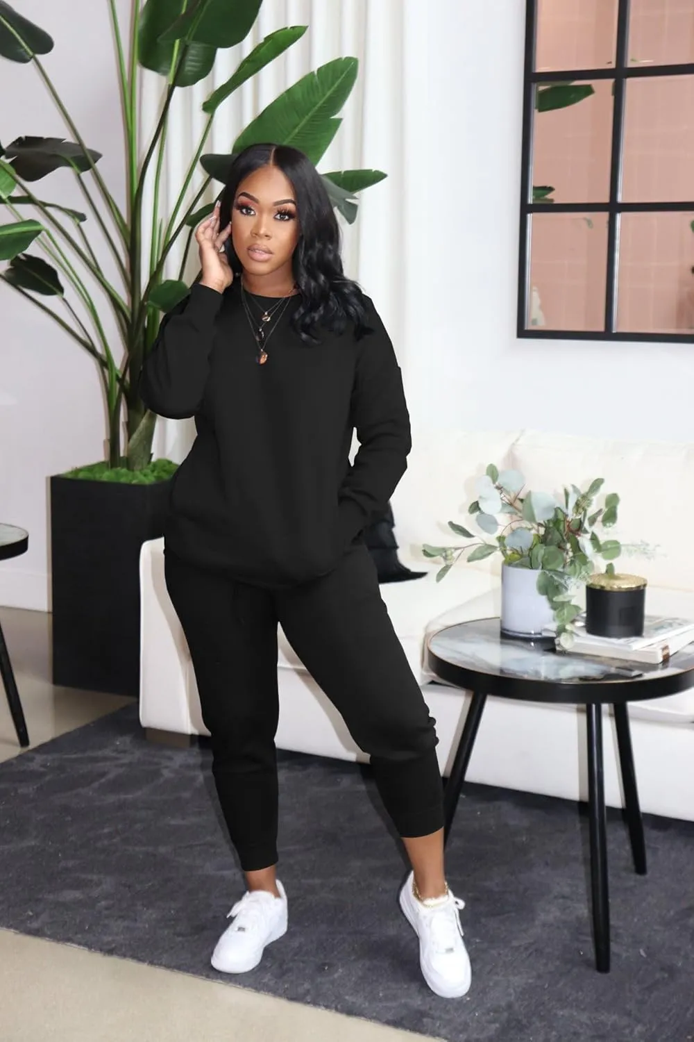 YeGine Womens 2 Piece Outfits Sweatsuits Casual Long Sleeve Jogger Tracksuits Lounge Sets With Pockets