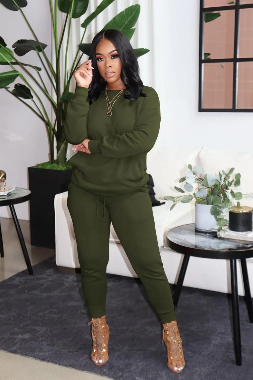 YeGine Womens 2 Piece Outfits Sweatsuits Casual Long Sleeve Jogger Tracksuits Lounge Sets With Pockets
