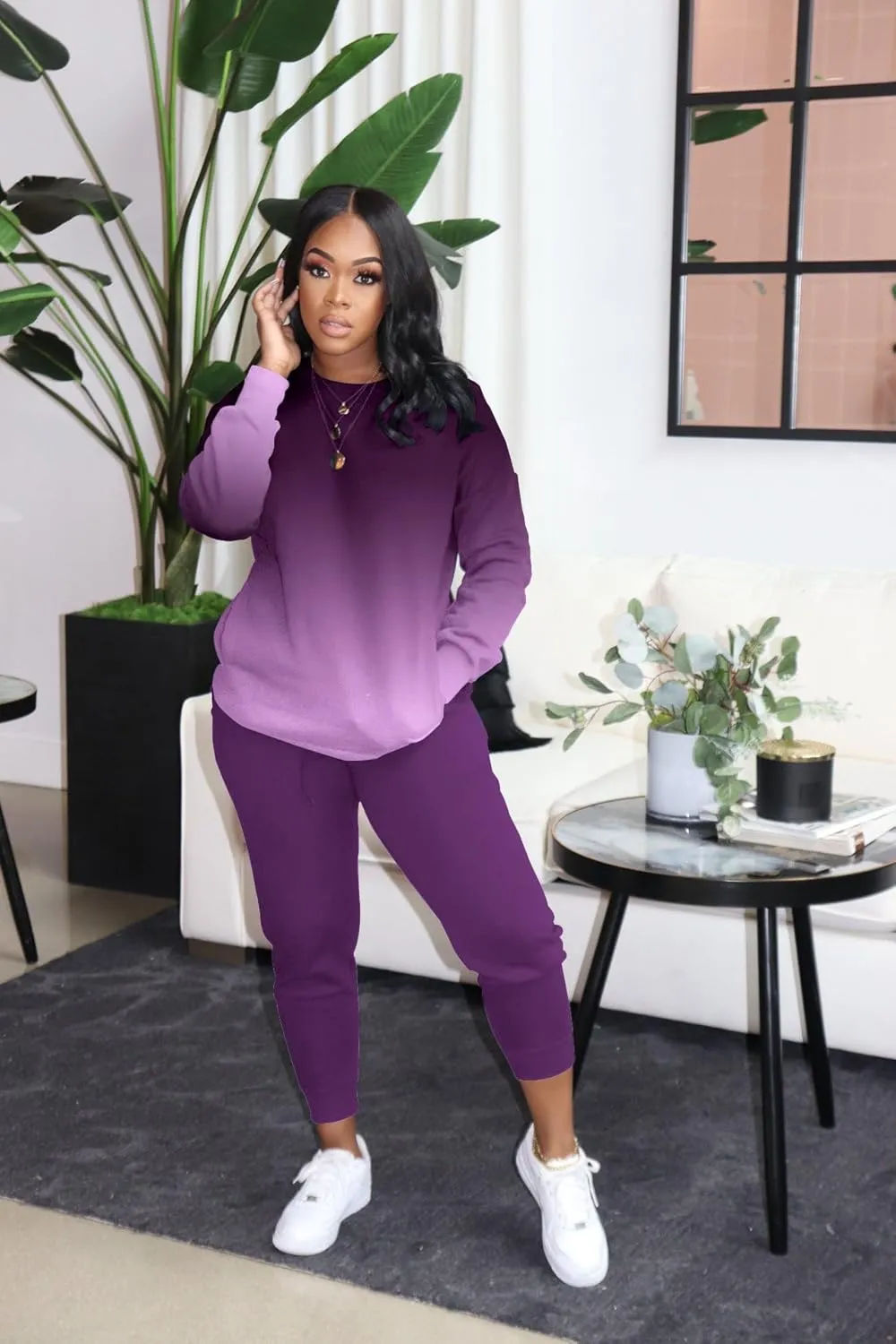 YeGine Womens 2 Piece Outfits Sweatsuits Casual Long Sleeve Jogger Tracksuits Lounge Sets With Pockets