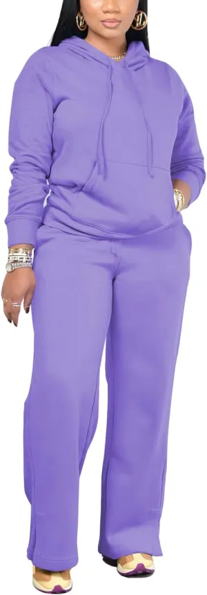 YeGine Womens 2 Piece Outfits Sweatsuits Long Sleeve Lounge Sets Drawstring Hoodies Wide Leg Sweatpants Tracksuit