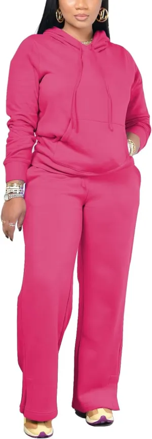 YeGine Womens 2 Piece Outfits Sweatsuits Long Sleeve Lounge Sets Drawstring Hoodies Wide Leg Sweatpants Tracksuit